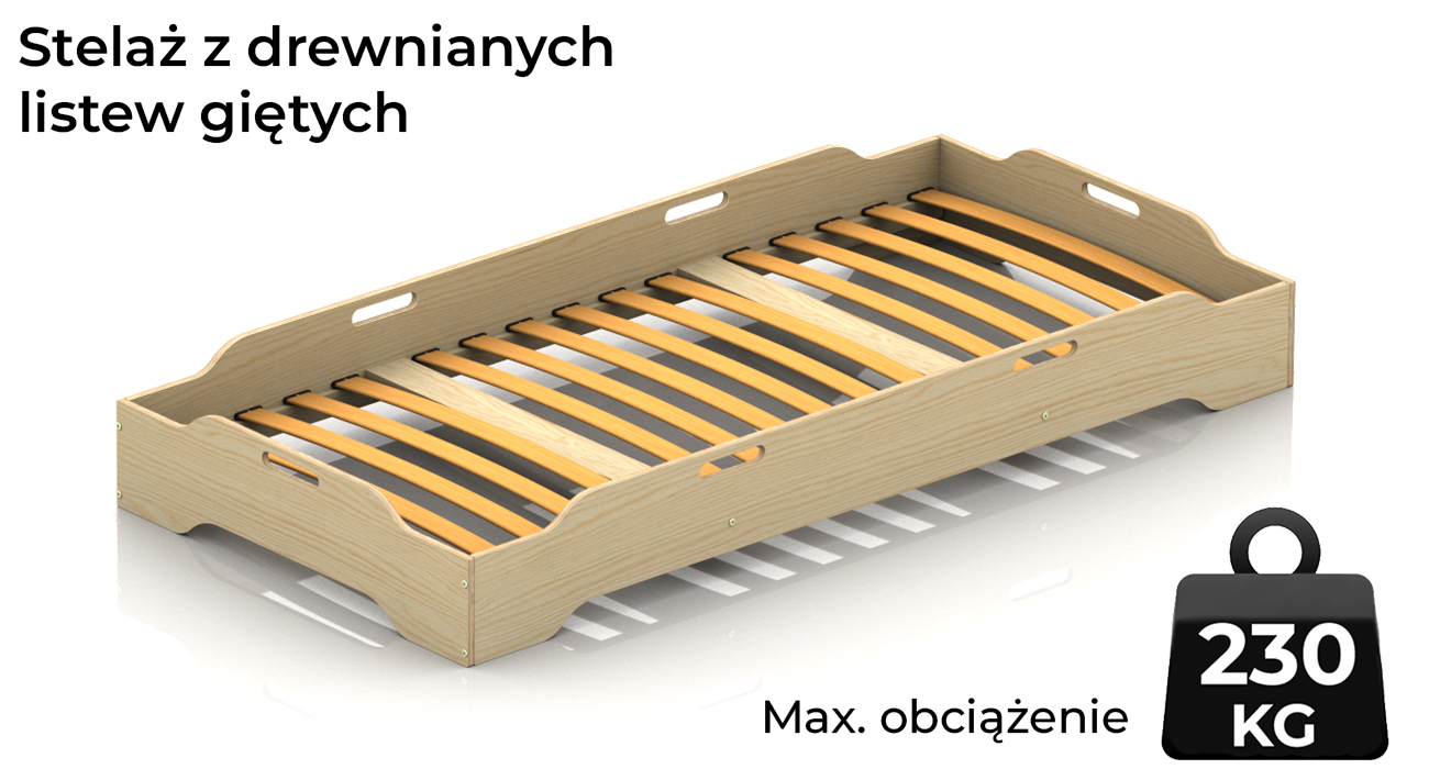 Stelaż łóżka TILA 8 z drewnianych listew giętych o maksymalnym obciążeniu 230kg